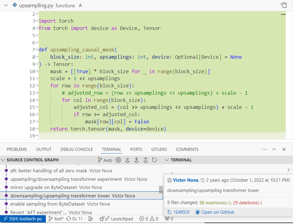 Screenshot of upsampling causal mask